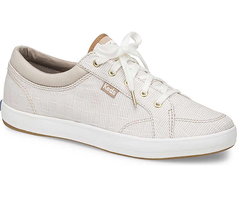Keds Women's Center Ticking Stripe Yellow Lace Up Shoes - LU1978463
